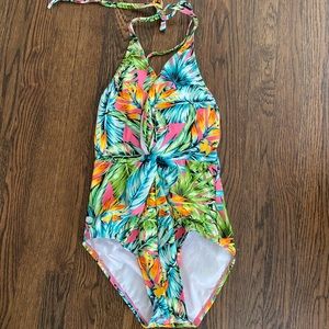 Clean Water Tropical Pink/Green Knot Swimsuit